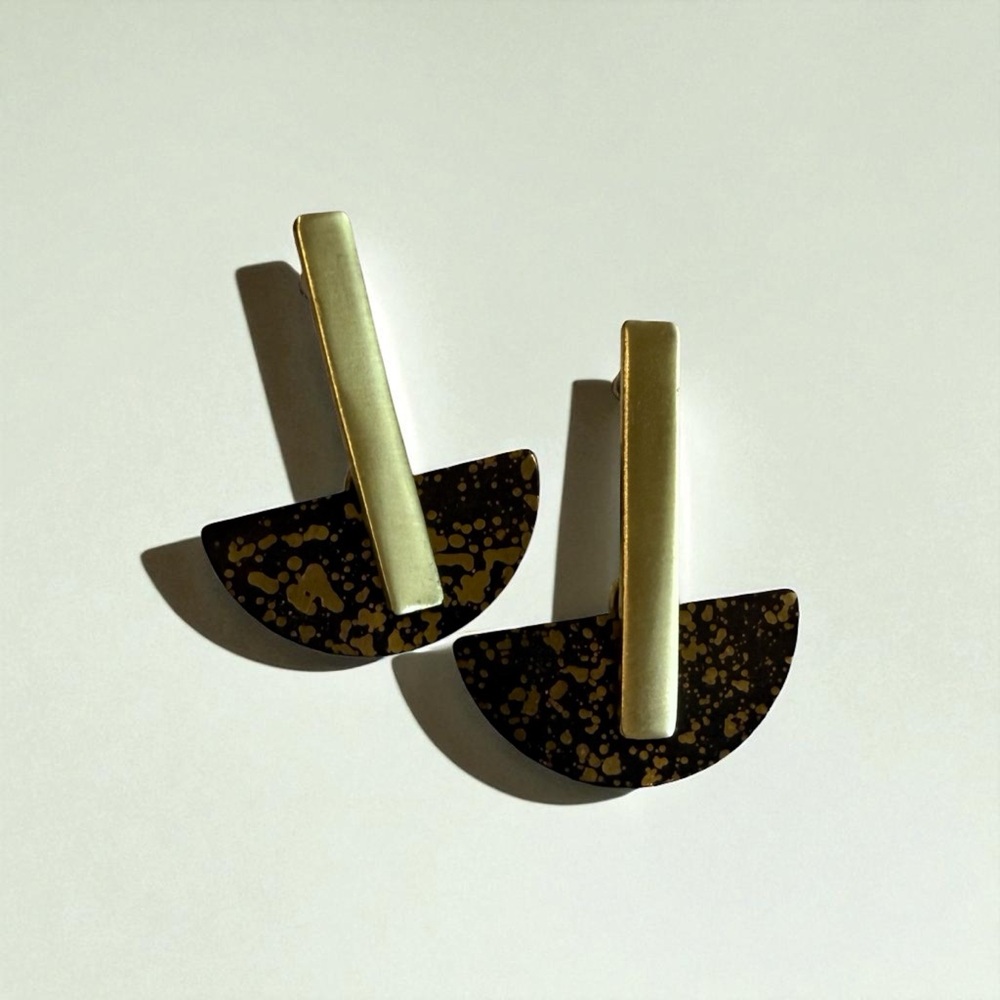 Gold and Black Geometric Earrings